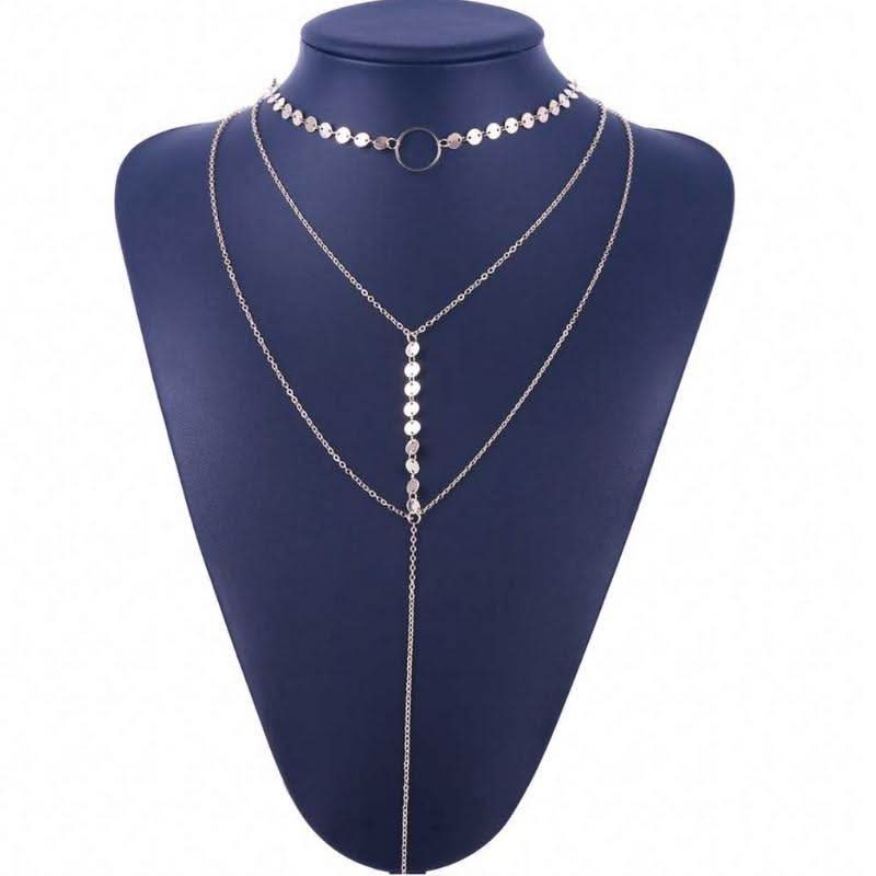 Three Layer Lariat Choker Necklace