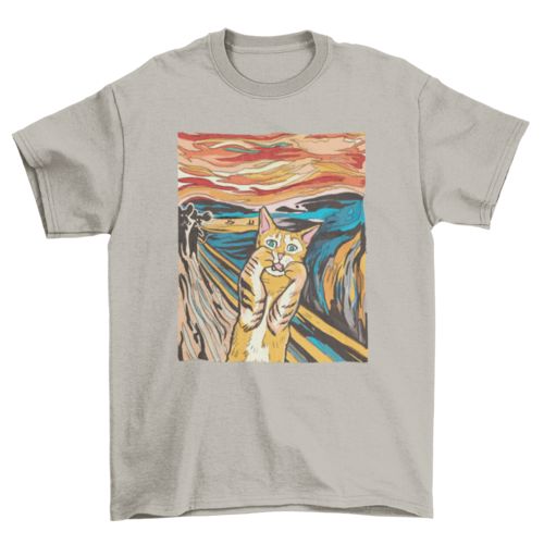 The Scream parody cat t-shirt T-shirts Turquoise Theseus S SAND 