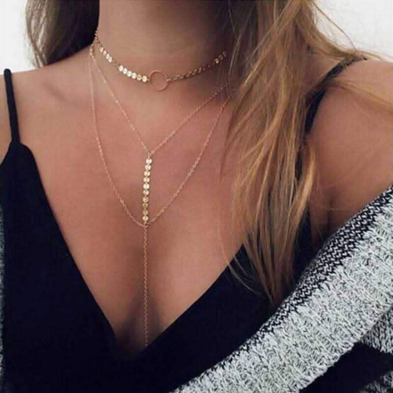 Three Layer Lariat Choker Necklace Necklaces Jasper 