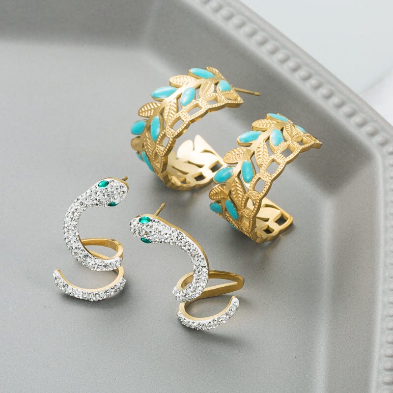 Trendy Titanium Steel Earrings Female Hollow Fashion Snake-Shaped eprolo 