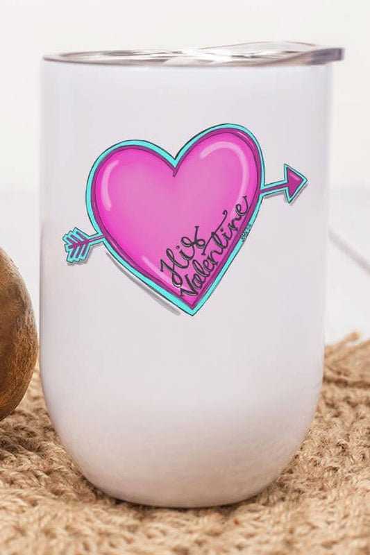 Valentine's Day Wine Cup His Valentine Heart Tumbler Gift Drinkware Azure Hemera 