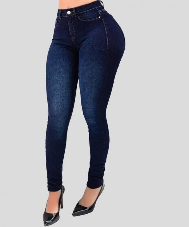 Woman's pure color jeans denim high waist jeans street cultivate one's pants shaping figure eprolo 