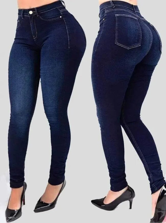 Woman's pure color jeans denim high waist jeans street cultivate one's pants shaping figure eprolo 