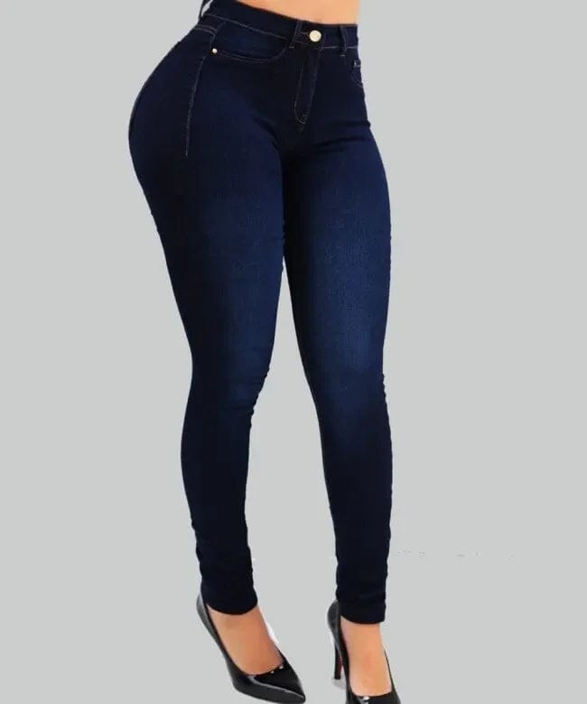 Woman's pure color jeans denim high waist jeans street cultivate one's pants shaping figure eprolo 