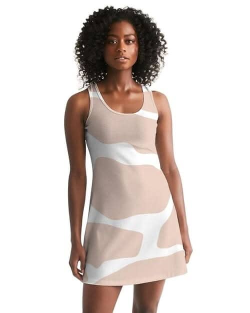 Womens Dress - Peach and White Harmony Style Racerback Dress Activewear Grey Coco XS 